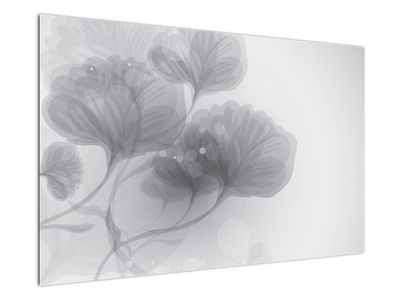 Obraz kvetov v šedých odtieňoch