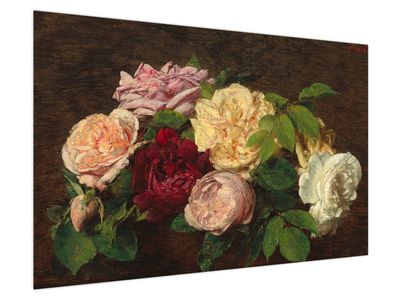 Obraz - Henri Fantin-Latour, Roses de Nice on a Table, reprodukcje