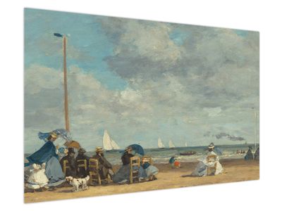 Schilderij - Eugène Boudin, Beach  at Trouville, reproducties