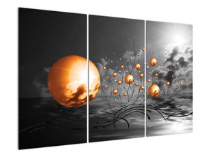 Schilderij - Oranje abstracte ballen