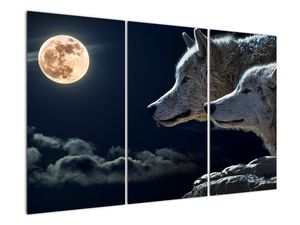 Tablou cu lupi în lună