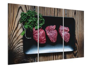 Schilderij - Vlees op bord