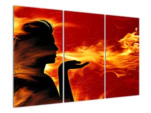 Schilderij - Vrouw met vlammen