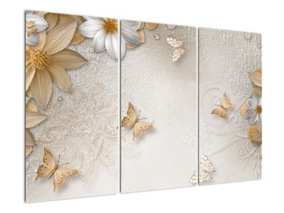 Obraz - Květy s motýlky