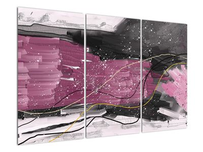 Schilderij - Roze en zwarte abstractie