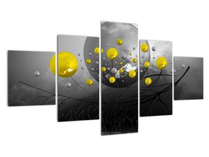 Schilderij - Gele abstracte ballen
