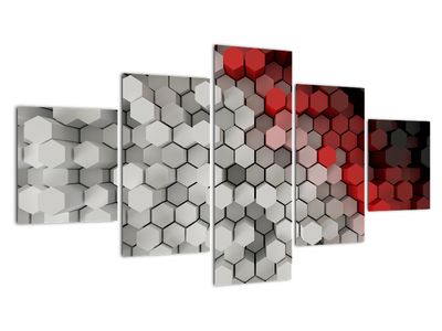 Schilderij - 3D hexagonnen