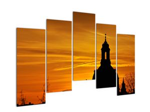 Obraz kościoła o zachodzie słońca