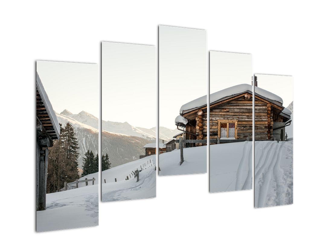 Obraz - horská chata ve sněhu (V020589V12590)