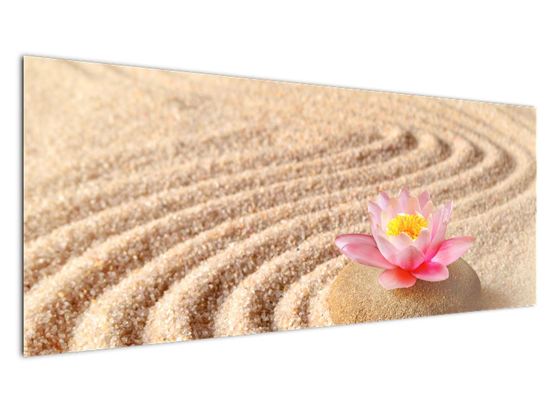 Tablou cu piatră și floare pe nisip (V020864V14558)