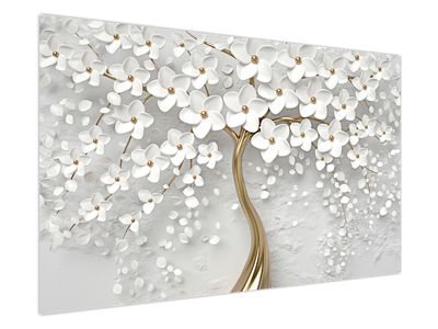 Tablou cu copac alb cu flori