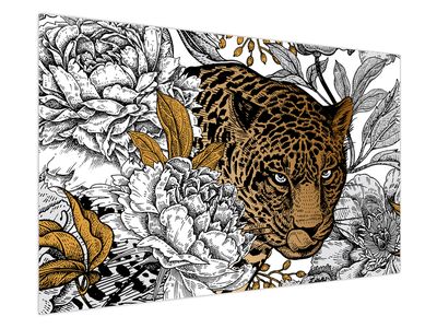 Obraz - Leopard mezi květy