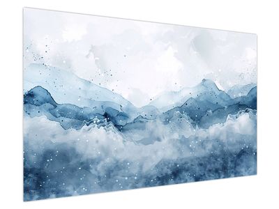 Bild auf Leinwand - Wolken und Wellen, Aquarell