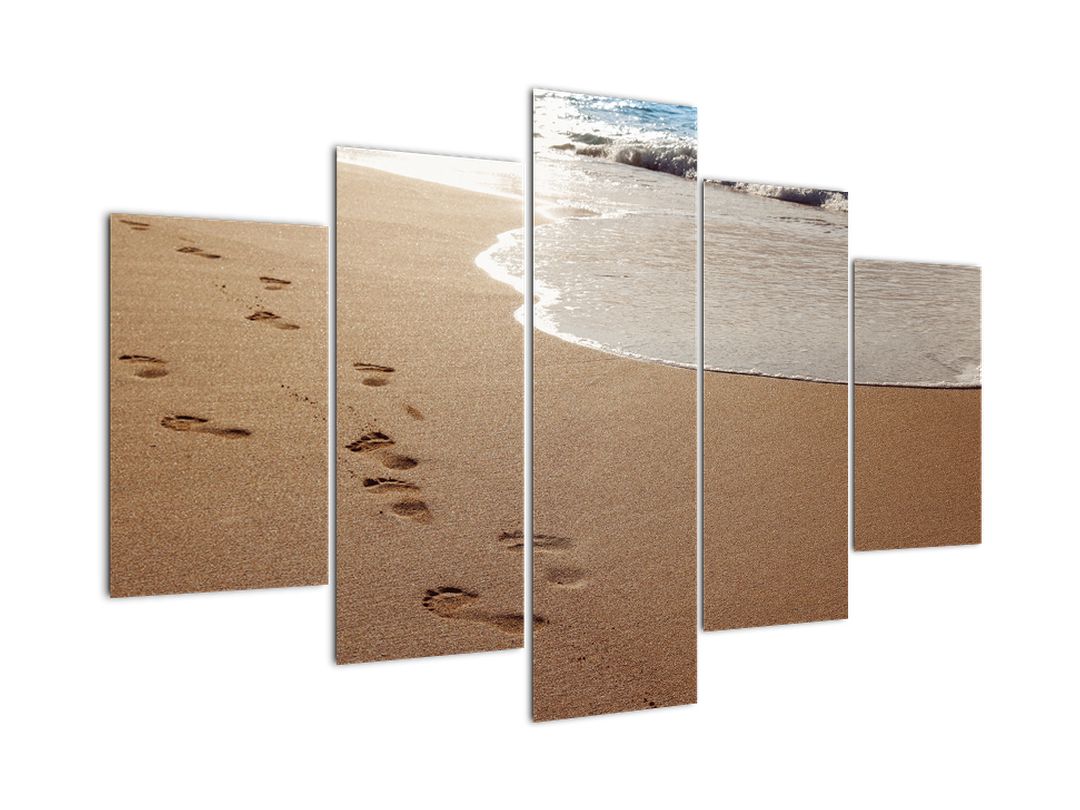 Obraz - stopy v písku a moře (V020583V150105)