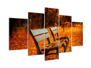 Obraz lavičky v jeseni