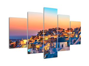 Schilderij - Santorini in de schemering