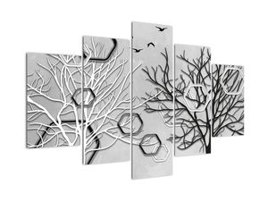 Abstrakcyjny obraz z drzewami