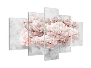 Obraz - Różowe kwiaty na ścianie