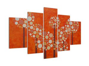 Schilderij - Oranje bos