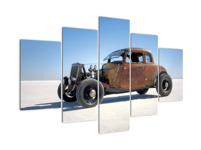 Schilderij - Auto in woestijn