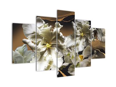 Obraz - Květy orchidejí na mramorovém pozadí