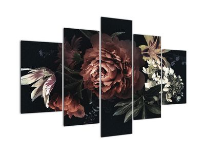 Schilderij - Donkere bloemen