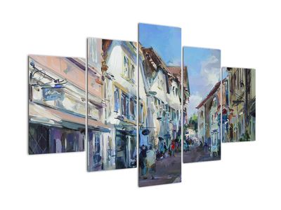 Tablou - Strada orașului vechi, pictură acrilică