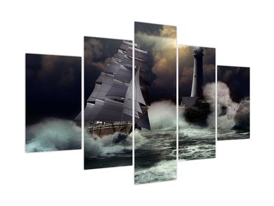 Obraz - Loď plávajúca cez búrlivé vlny