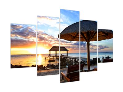 Bild auf Leinwand - Sonnenuntergang auf Mauritius