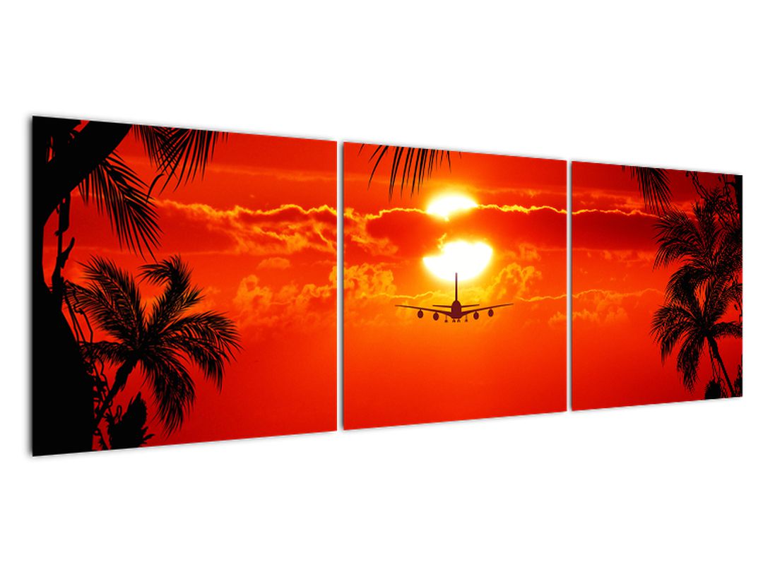 Obraz - západ slunce s letadlem (V020623V15050)