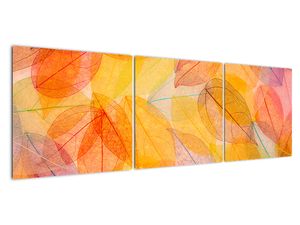 Schilderij - Achtergrond met herfstbladeren