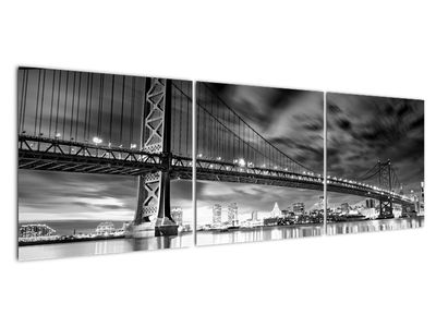 Obraz - Most Benjamina Franklina, Filadelfie, černobílý