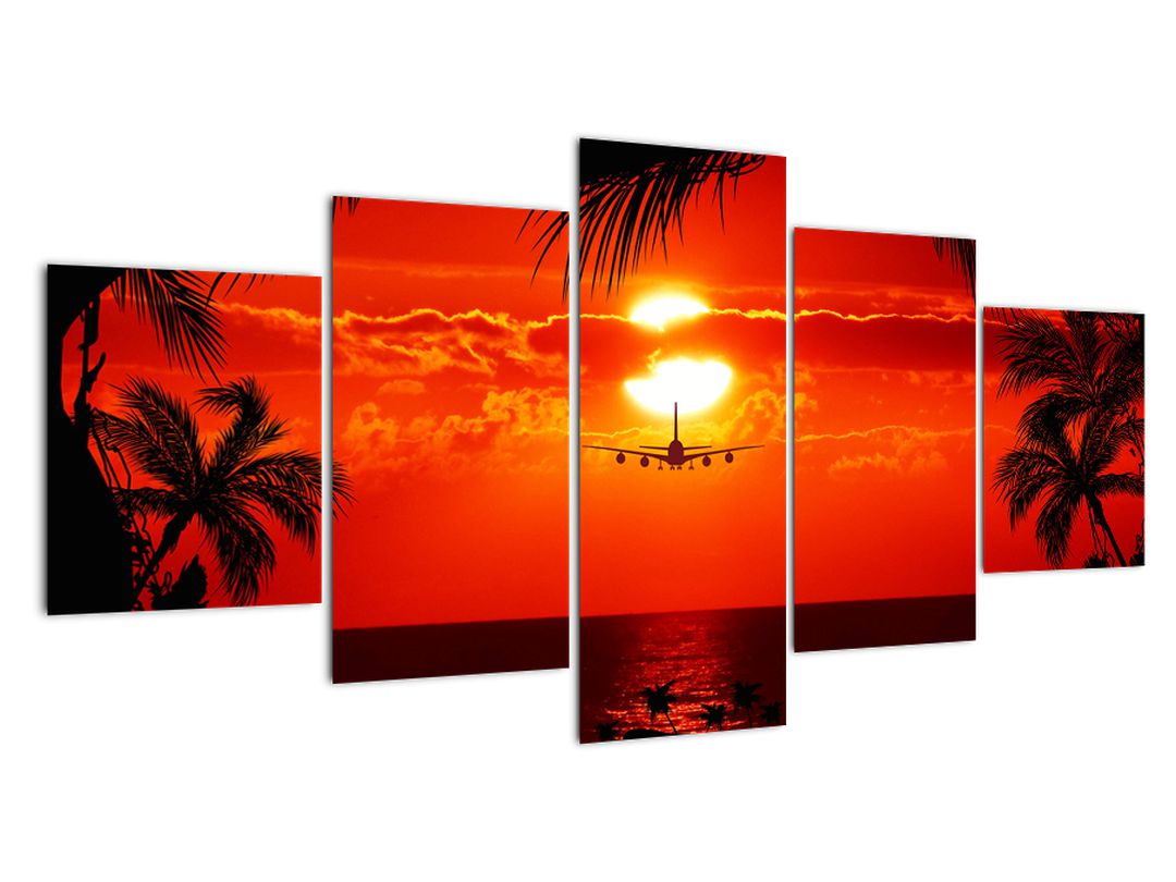 Obraz - západ slunce s letadlem (V020623V150805PCS)