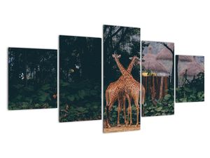Schilderij - Twee giraffen