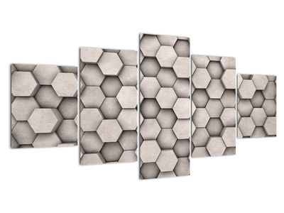 Schilderij - Hexagonnen in betonnen design