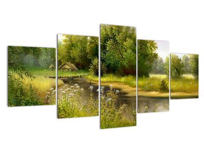 Slika - Reka pri gozdu, oljna slika