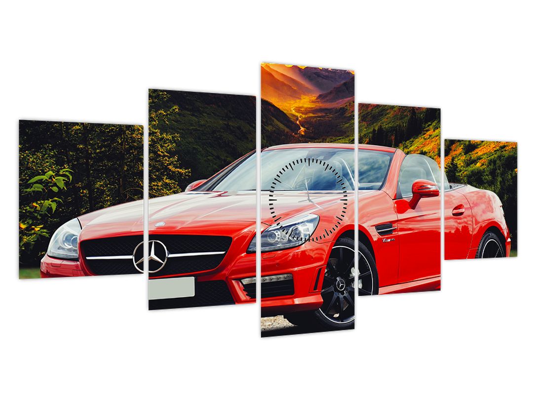 Obraz - červený Mercedes (s hodinami) (V020564V15080C)