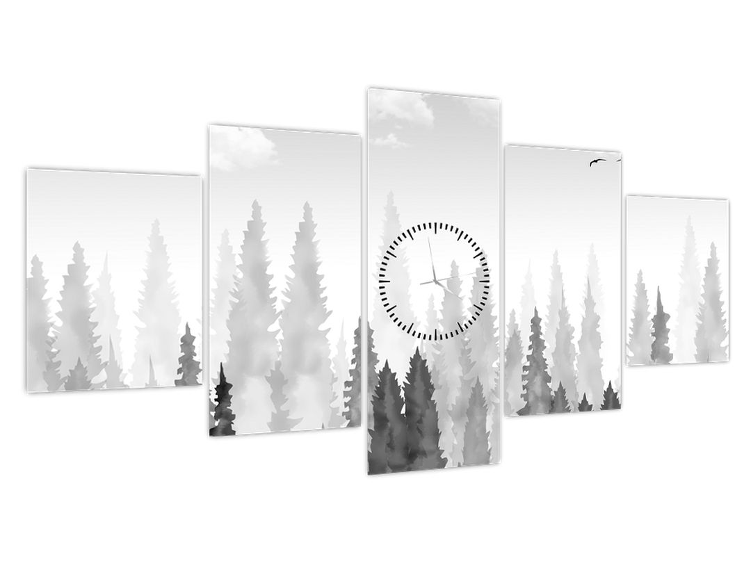Obraz - Vrcholky lesů (s hodinami) (V022456V15080C)