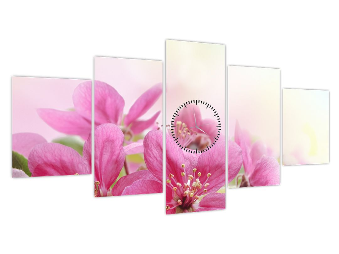 Obraz - Růžové květy (s hodinami) (V022529V15080C)