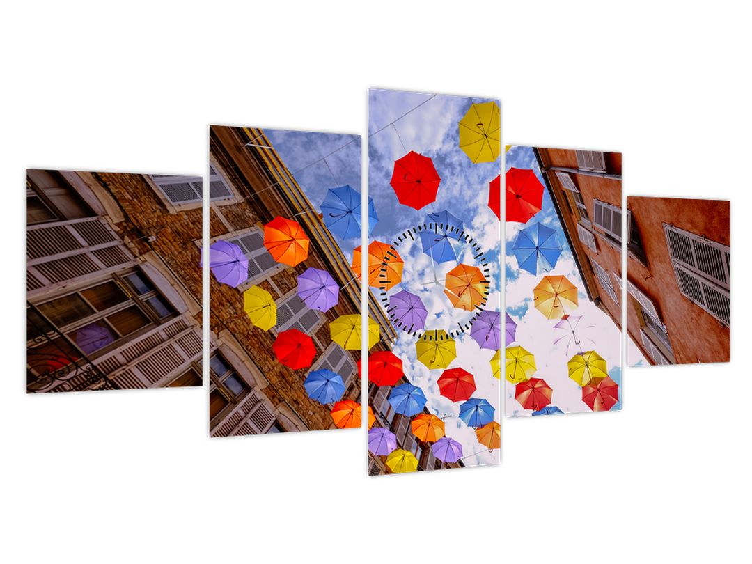 Tablou - Umbrele colorate (cu ceas) (V022672V15080C)