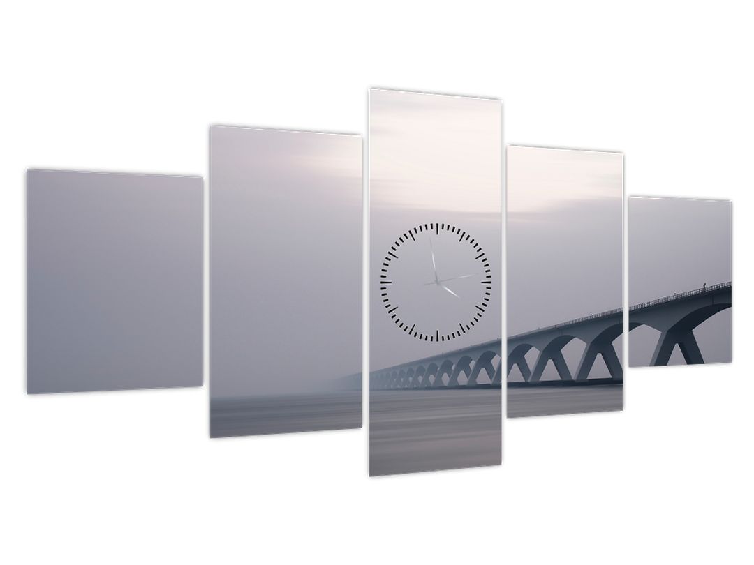 Obraz mostu v mlze (s hodinami) (V022726V15080C)