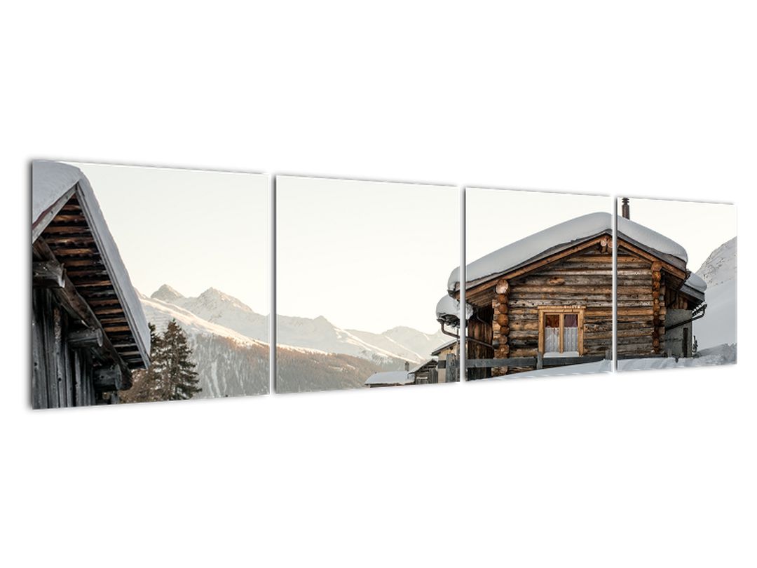 Obraz - horská chata ve sněhu (V020589V16040)