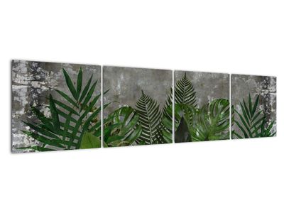 Schilderij - Betonnen muur met planten