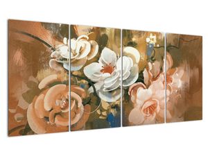Obraz- Malowany bukiet kwiatów