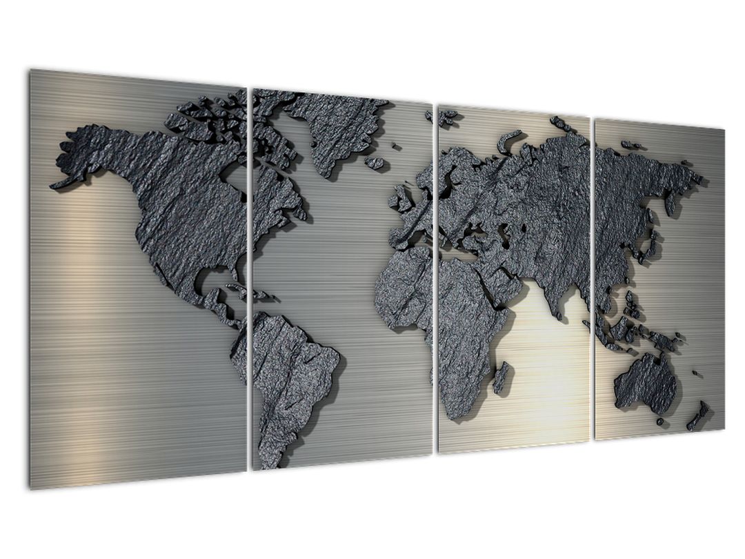 Bekijk het internet chrysant Ramen wassen Schilderij - Metalen wereldkaart | Domali.nl