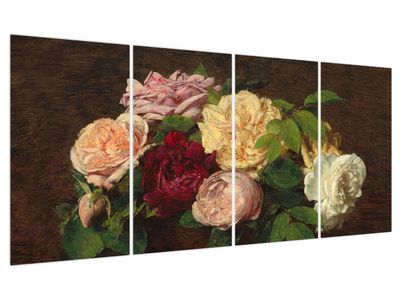 Obraz - Henri Fantin-Latour, Roses de Nice on a Table, reprodukce