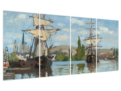 Tablou - Claude Monet, Ships Riding on the Seine at Rouen, reproducere