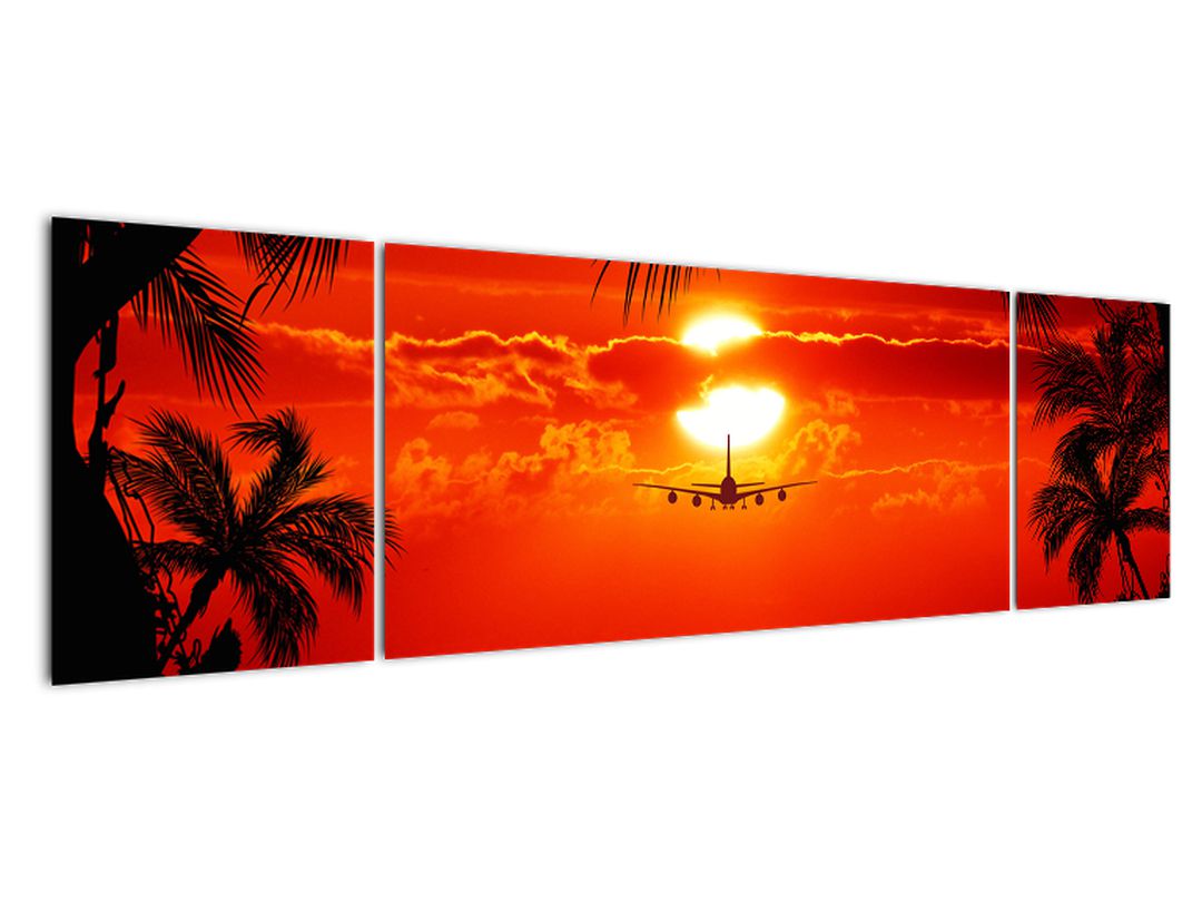 Obraz - západ slunce s letadlem (V020623V17050)