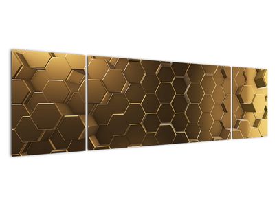 Bild auf Leinwand - Goldene Hexagone