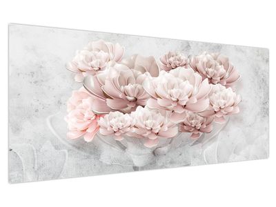 Obraz - Ružové kvety na stene